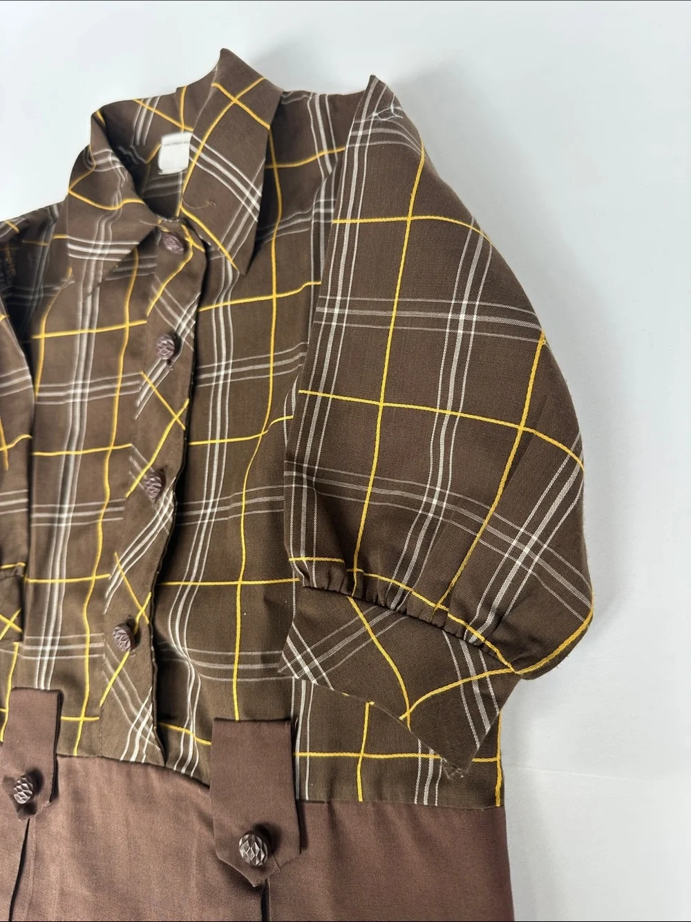 1970s Sears Perma-Prest Mod Plaid Dress Tagged Size 4 Fits Approx. 12–18M